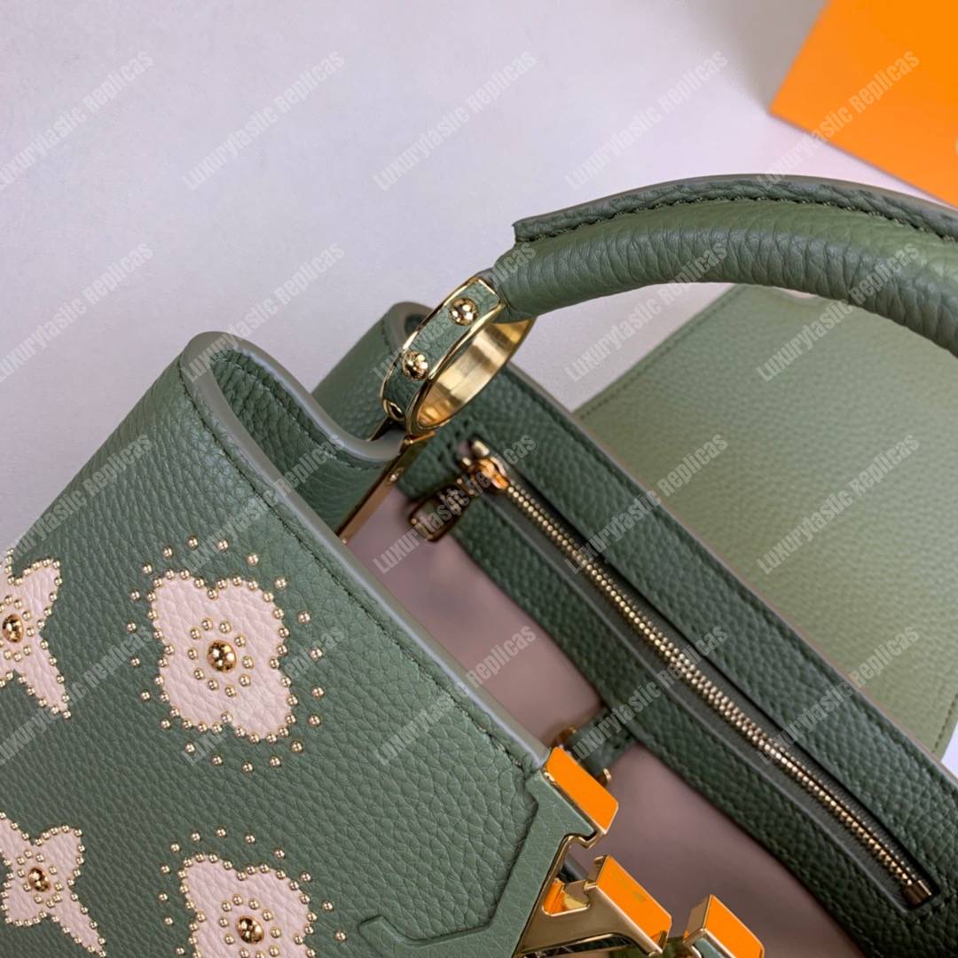 LV Capucines BB Taurillon Leather Monogram Flowers allover Khaki