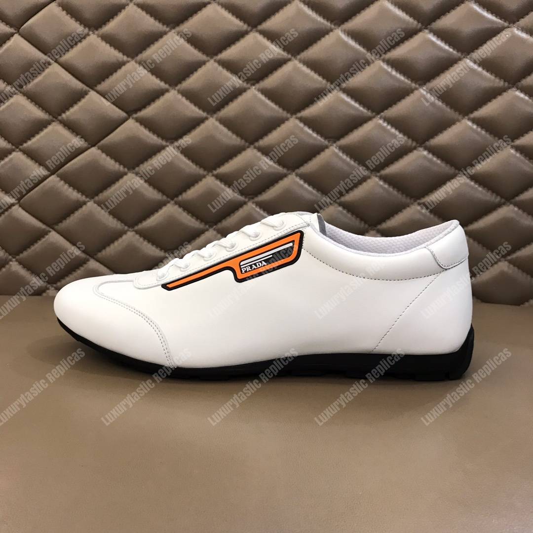 Pra*a nappa leather sneakers white/orange