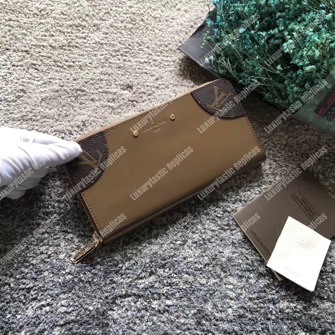 LV Zippy Wallet Patent Leather Brown