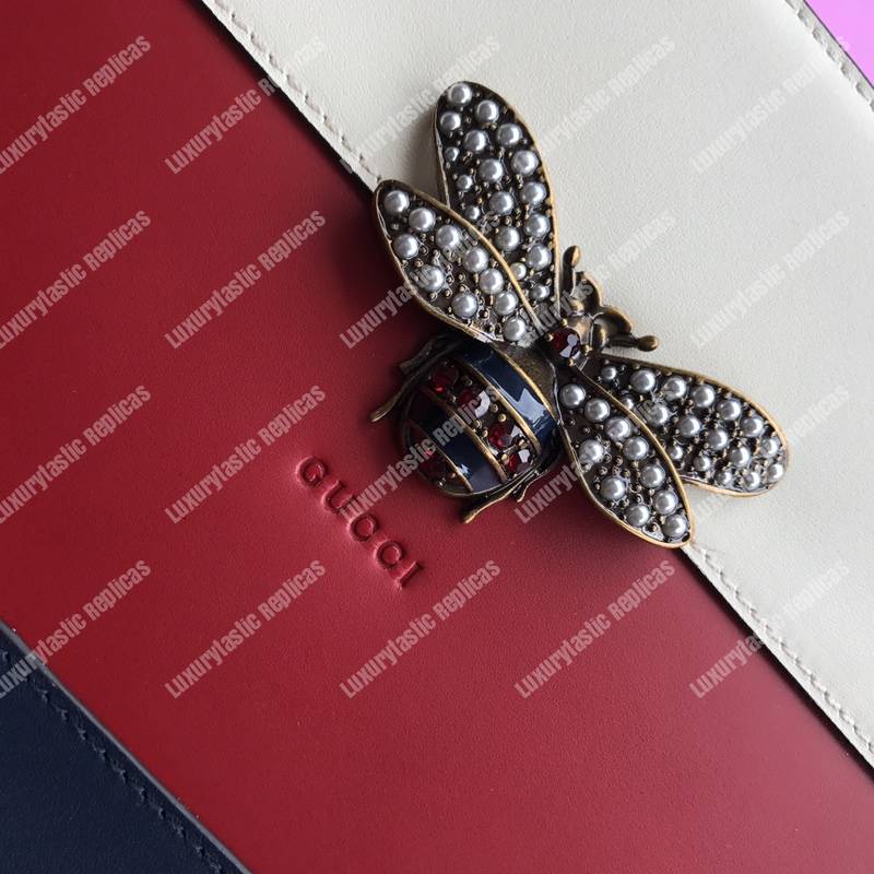 G*u*i bee leather pouch bag white/pink/red