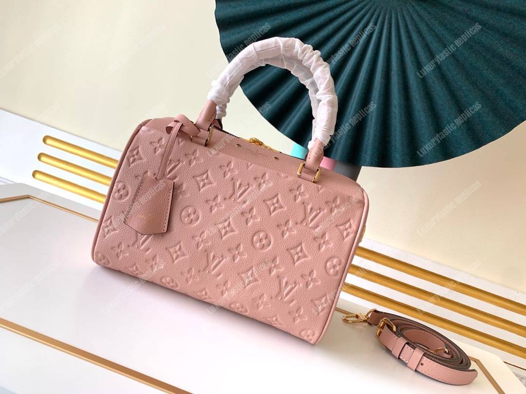 LV Speedy Bandouliere 25 Monogram Empreinte Leather Rose Poudre
