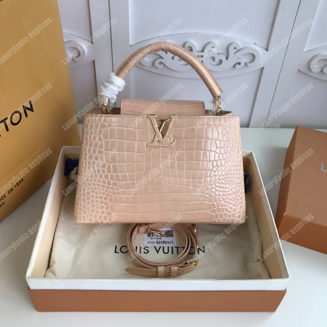 LV Capuccines PM Crocodilien Mat Dune