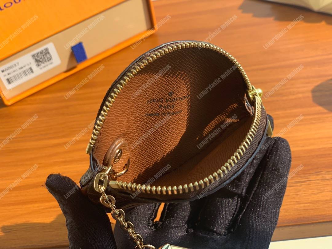 LV Round Coin Purse Monogram Orange White
