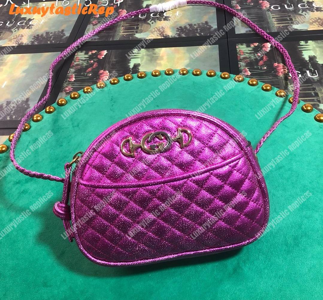 G*u*i laminated leather mini bag purple
