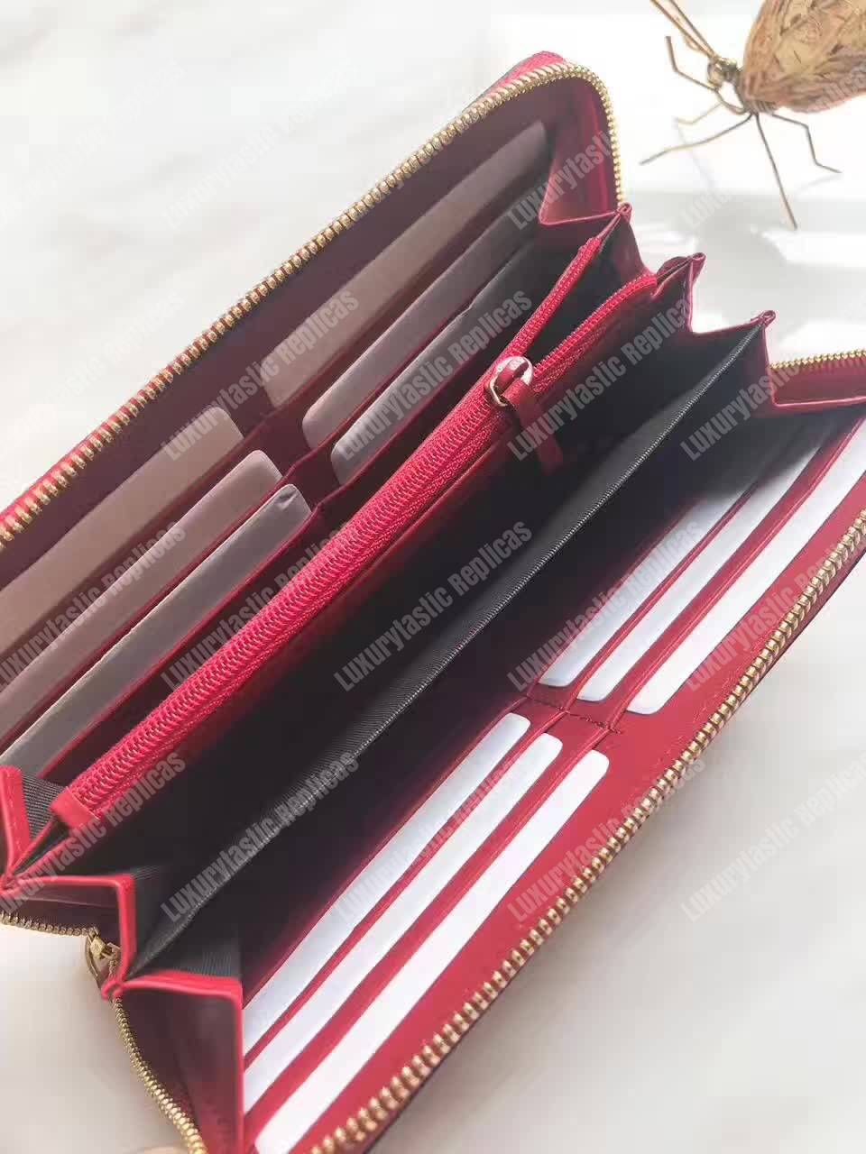 G*u*i sylvie leather zip around wallet hibiscus red