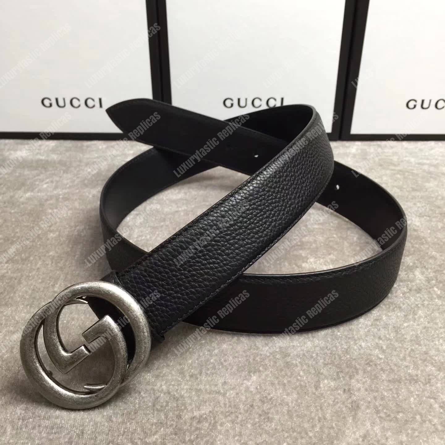 G*u*i leather belt with interlocking g buckle