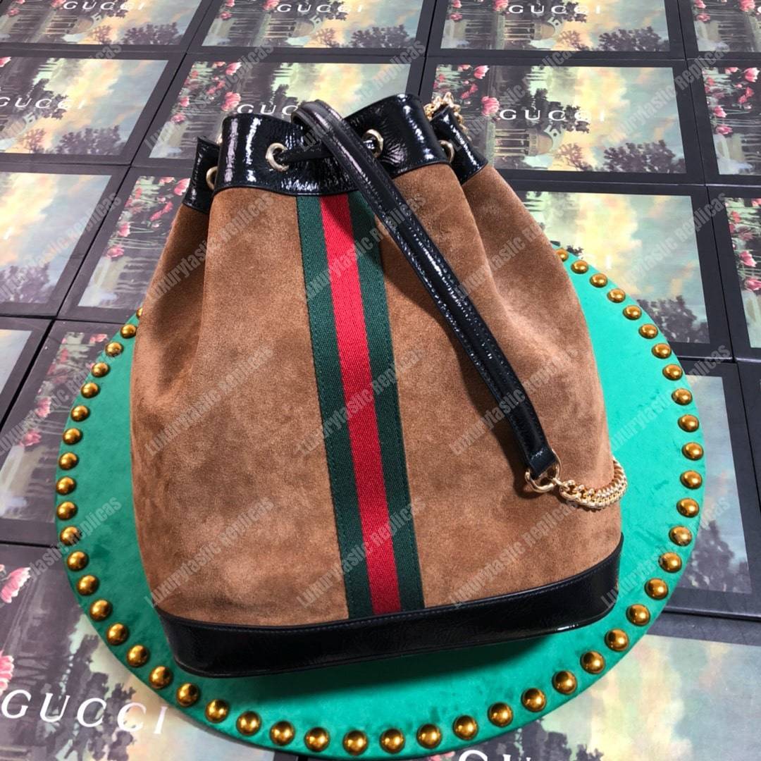 G*u*i rajah medium bucket bag brown