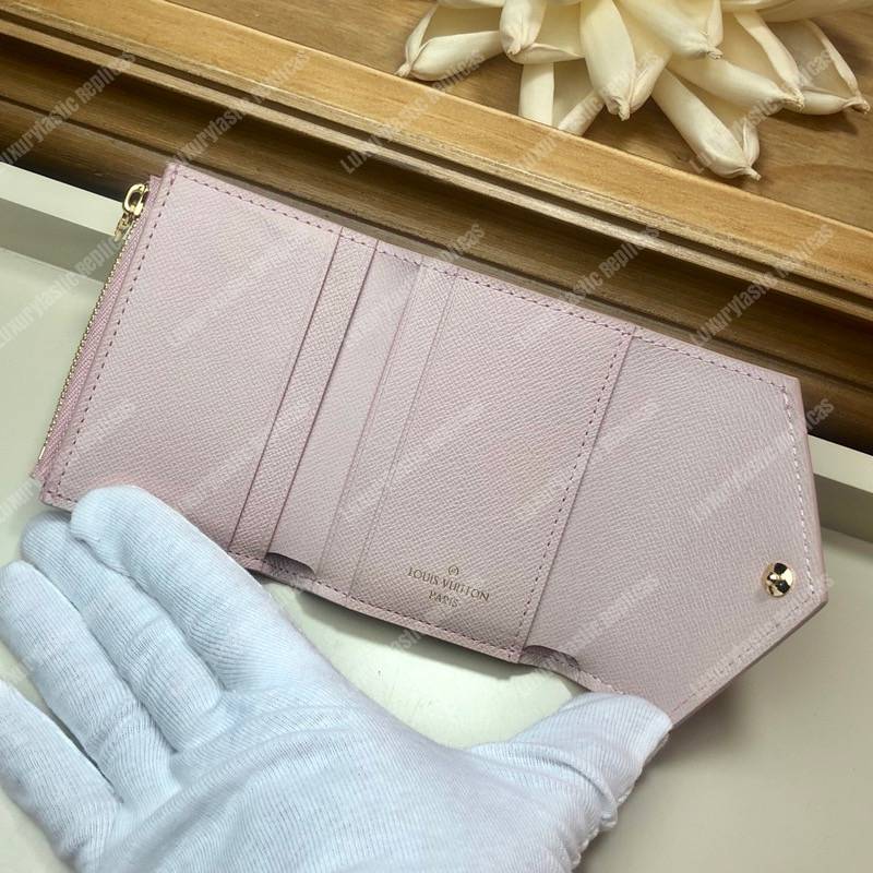 LV Zoé Wallet Damier Azur Eau de Rose Pink