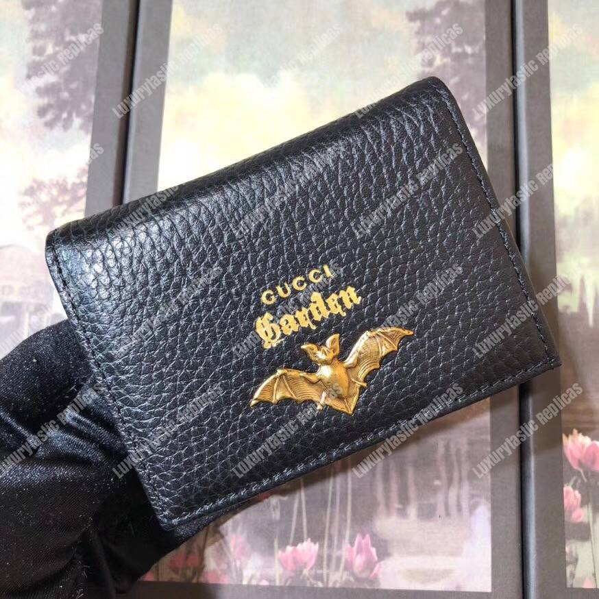 G*u*i garden leather wallet black with bat