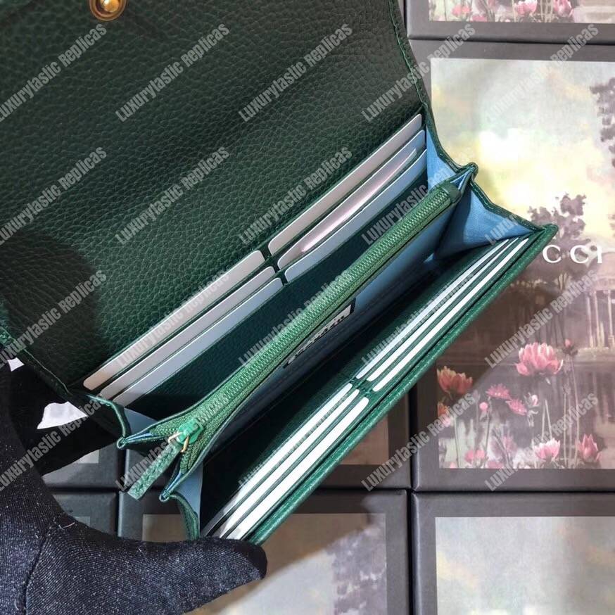G*u*i garden leather continental wallet green with bat