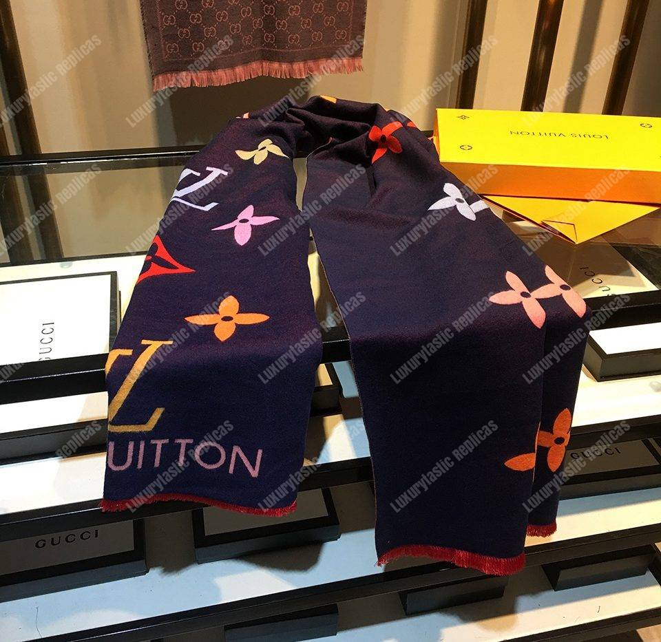 LV Reykjavik Scarf Cashmere & Wool Blue Multicolor