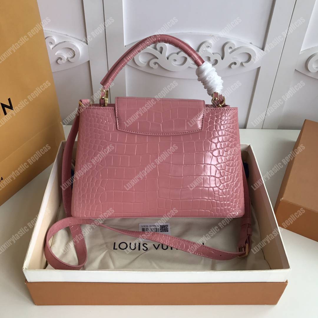 LV Capuccines PM Crocodilien Mat Rose Tourmaline