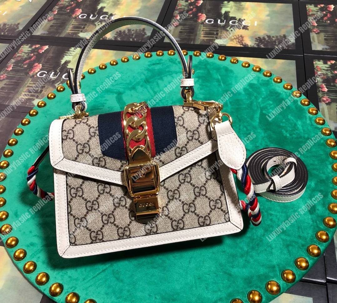 G*u*i sylvie gg sup*e canvas mini bag white