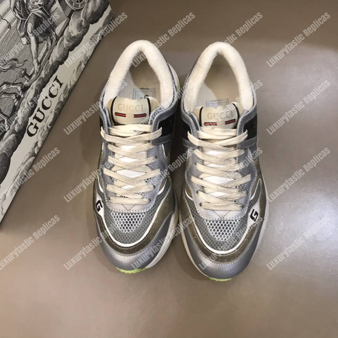 G*u*i ultrapace sneaker silver metallic leather