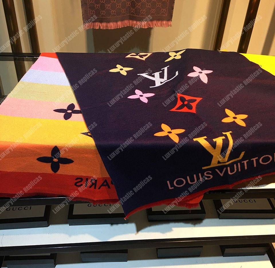 LV Reykjavik Scarf Cashmere & Wool Blue Multicolor