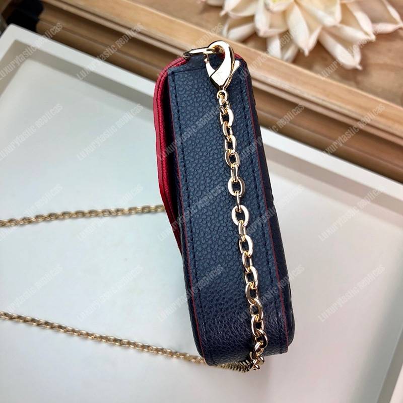 LV Pochette Felicie Monogram Empreinte Leather Marine Rouge