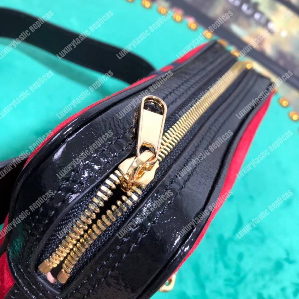 G*u*i ophidia suede small belt bag red