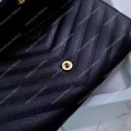 Saint Laurent Monogram Large Flap Wallet Black De Poudre
