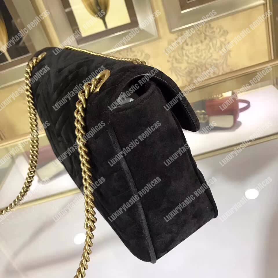 G*u*i gg marmont medium bag black velvet