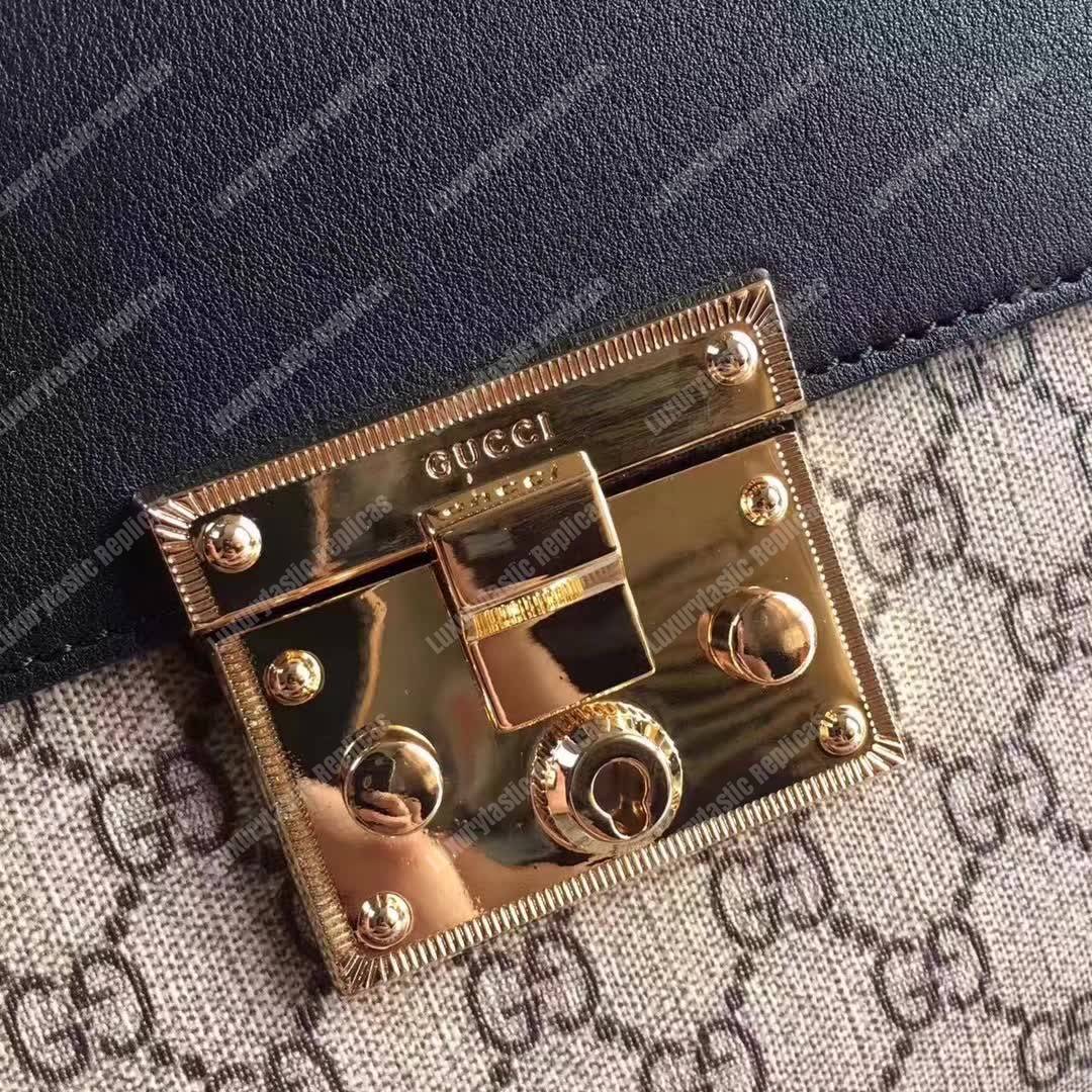 G*u*i padlock small gg top handle bag beige/ebony