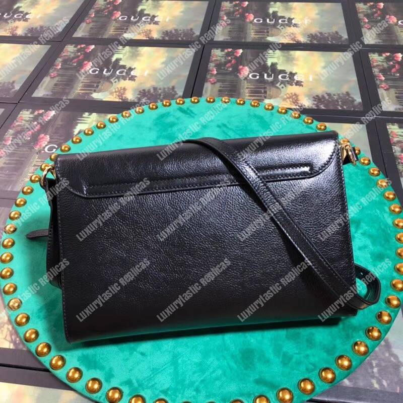 G*u*i medium leather shoulder bag black