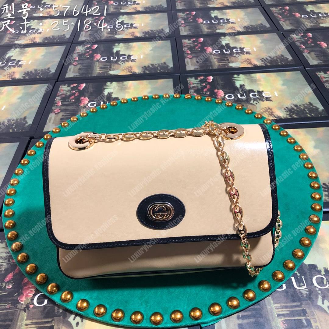 G*u*i leather small shoulder bag beige