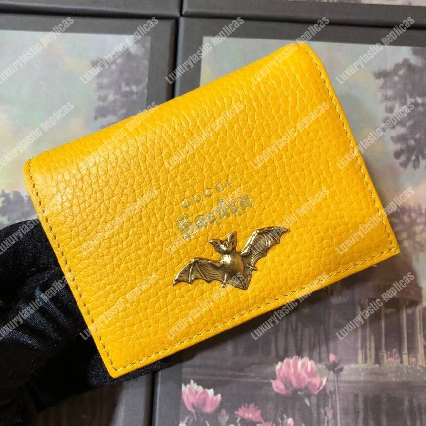 G*u*i garden leather wallet yellow with bat
