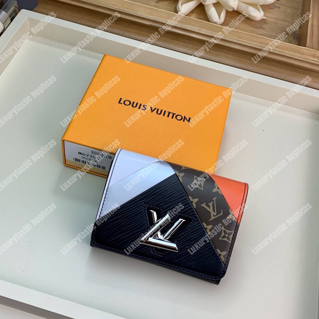 LV Twist Compact Wallet Epi Leather Monogram Noir Tan