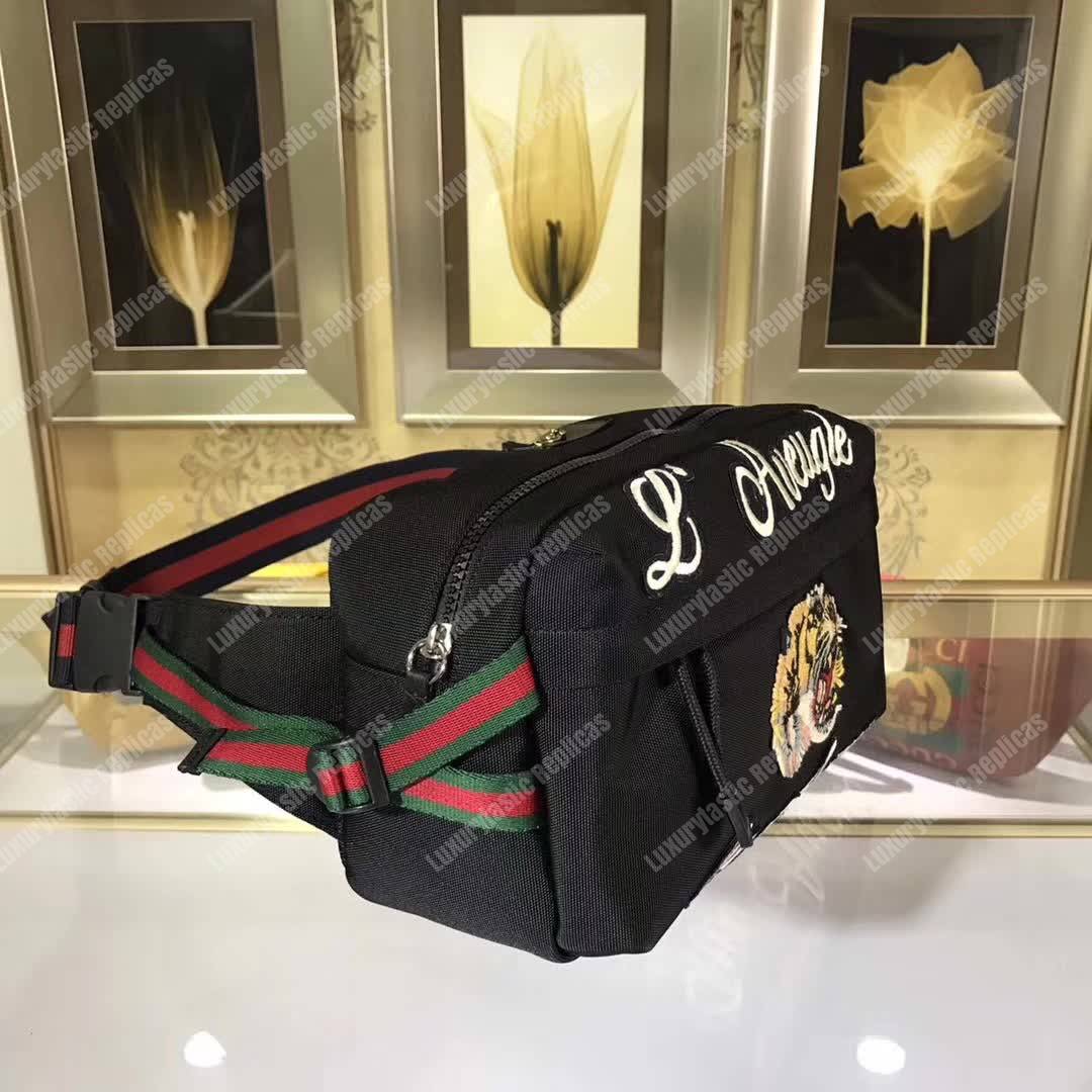 G*u*i embroidered tech pack belt bag tiger