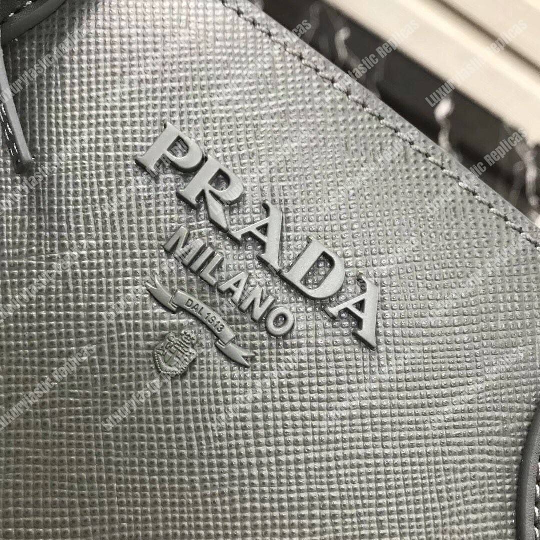 pra*a monoCh*0me saffiano leather bag grey