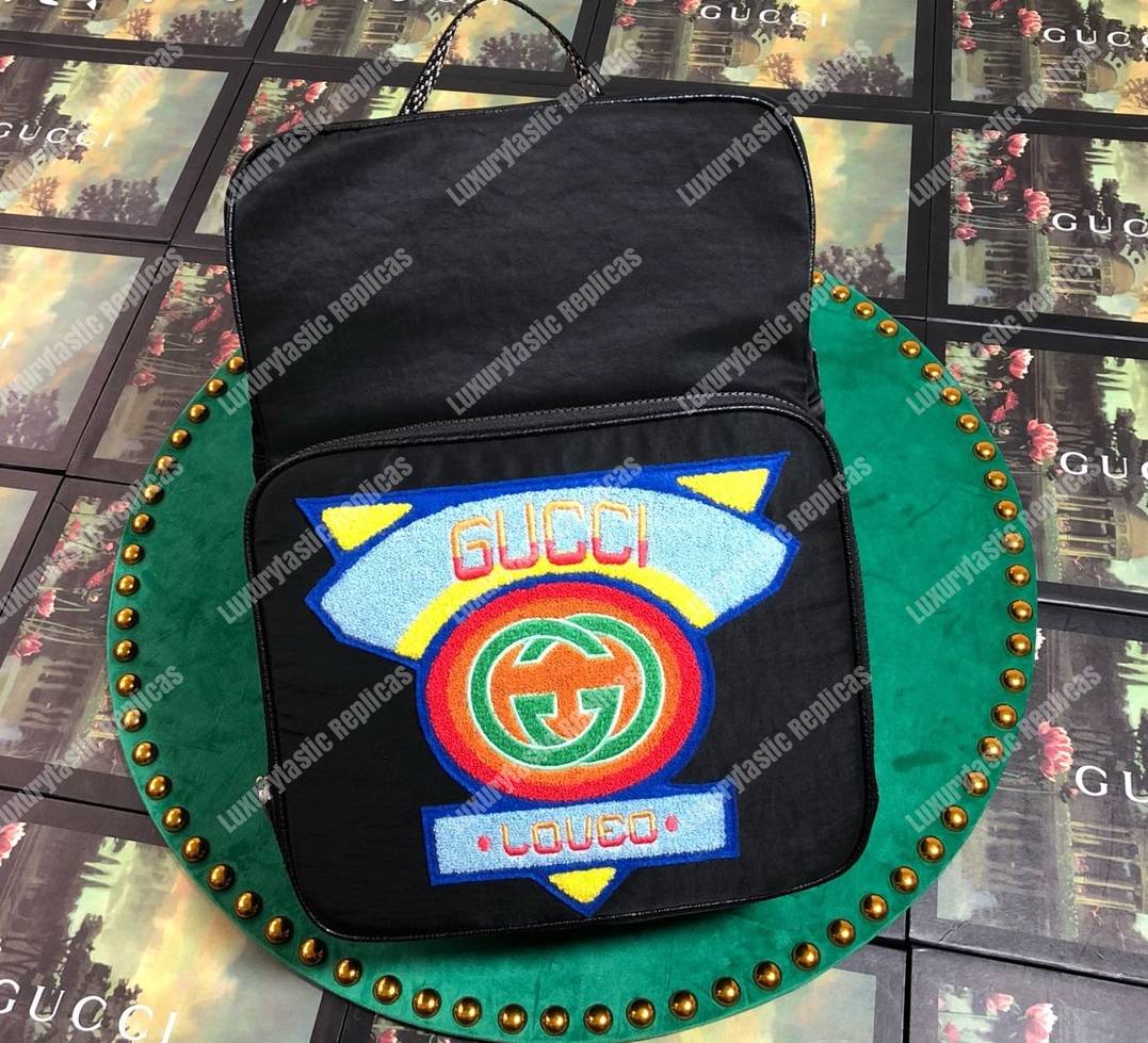 G*u*i medium backpack with G*u*i ’80s patch black