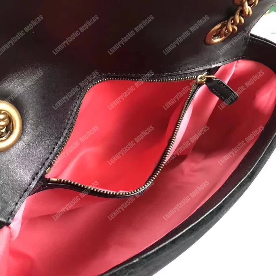 G*u*i gg marmont velvet shoulder bag black