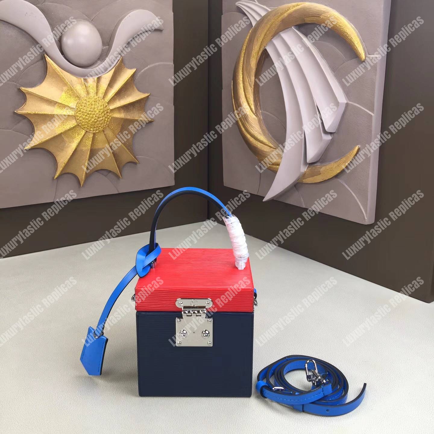 LV Bleecker Box Epi Leather Indigo Coquelicot