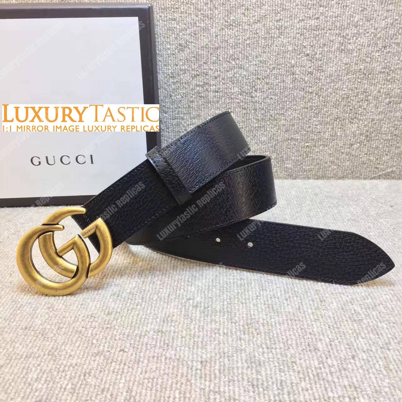 G*u*i leather belt with double g buckle