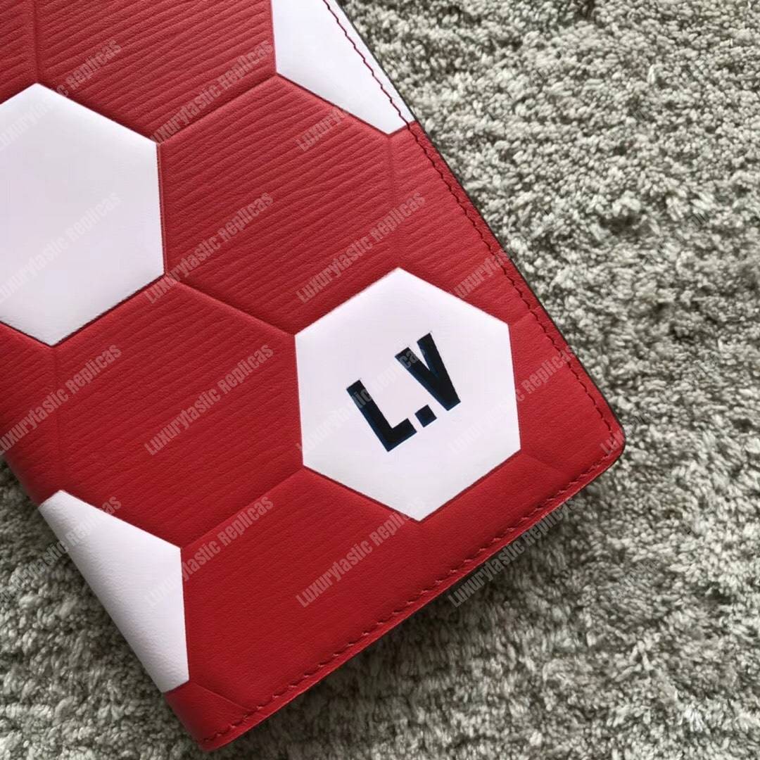 LV Brazza Wallet Epi Leather Hexagon Red