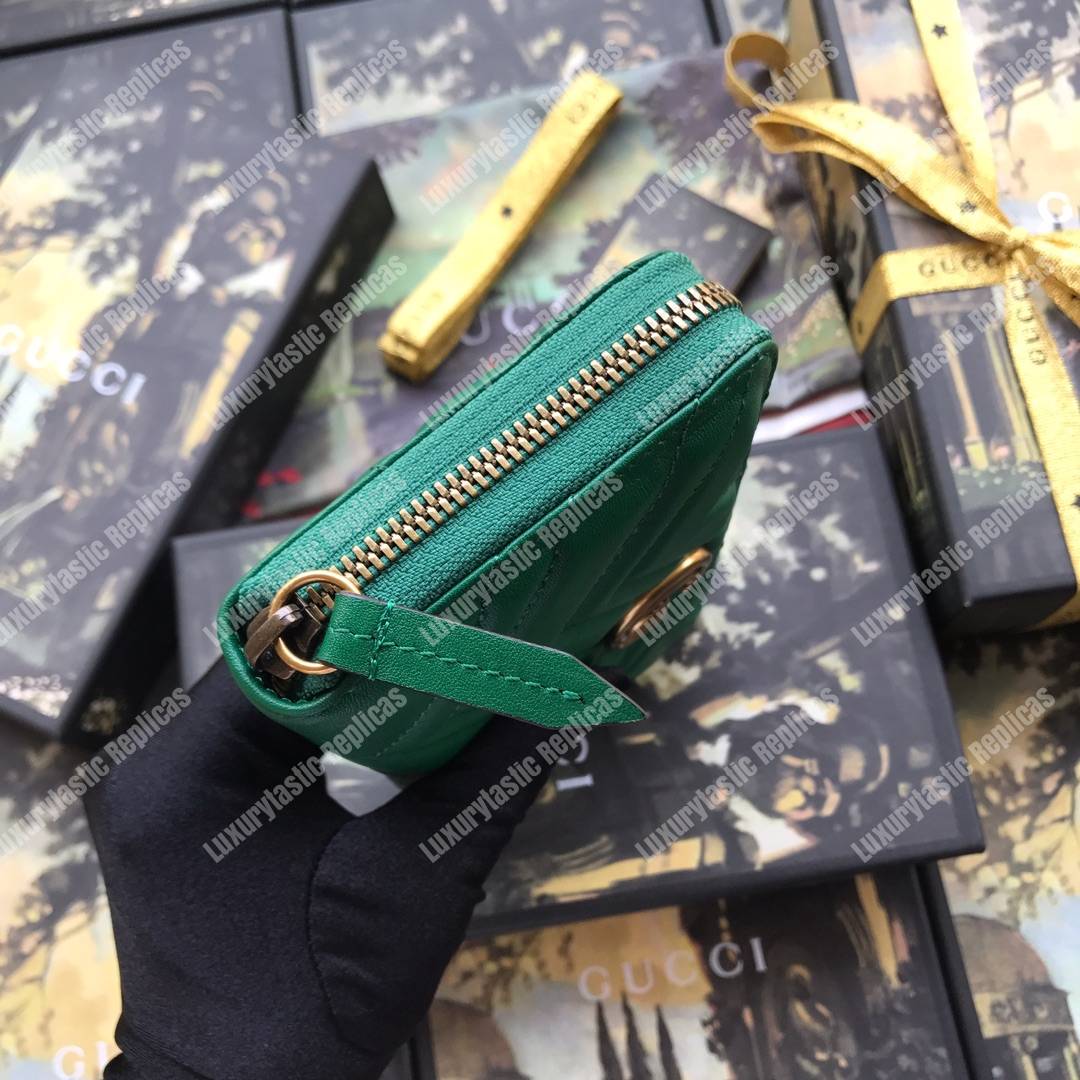G*u*i gg marmont zip around wallet chevron green
