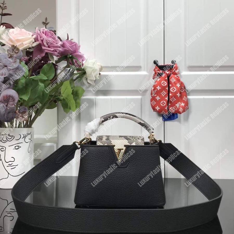 LV Capucines Mini Taurillon Python Black