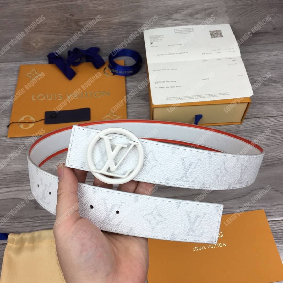 LV Circle 40mm Reversible Belt White