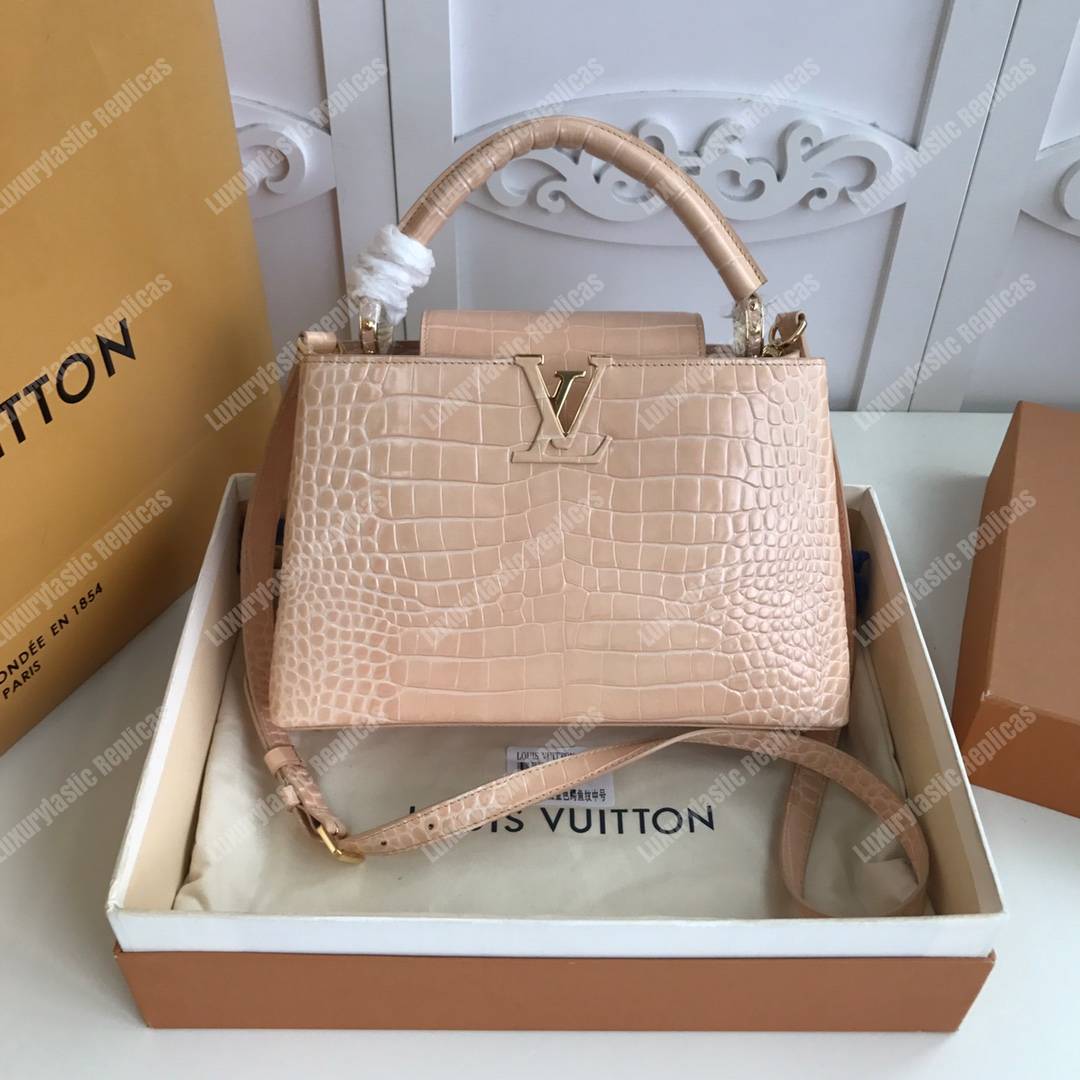 LV Capuccines PM Crocodilien Mat Dune