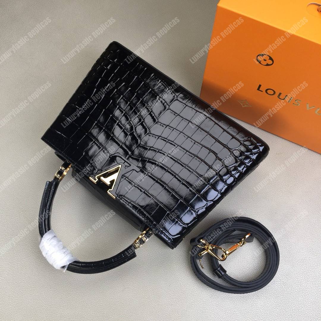 LV Capucines BB Crocodilien Brillant Noir