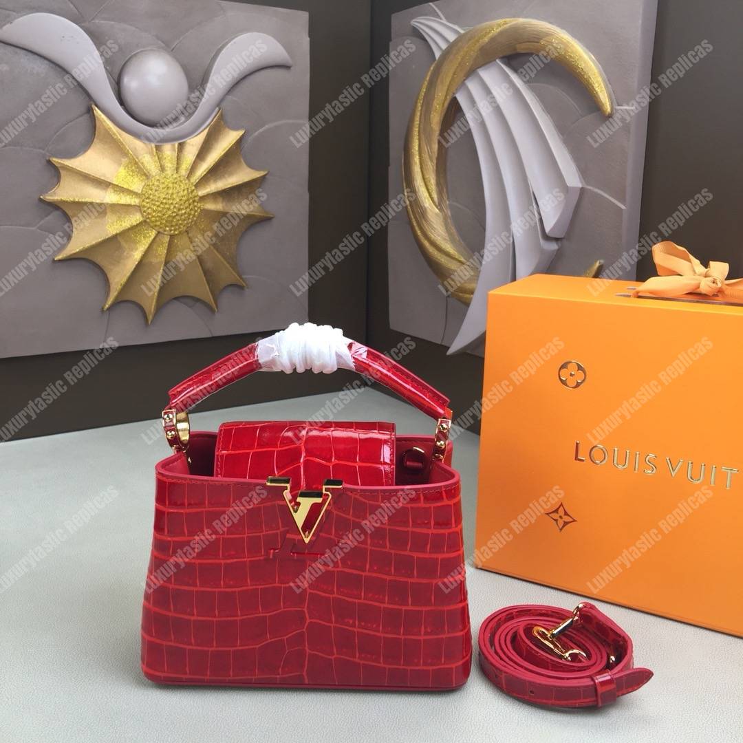 LV Capucines Mini Crocodilien Brillant Cherry