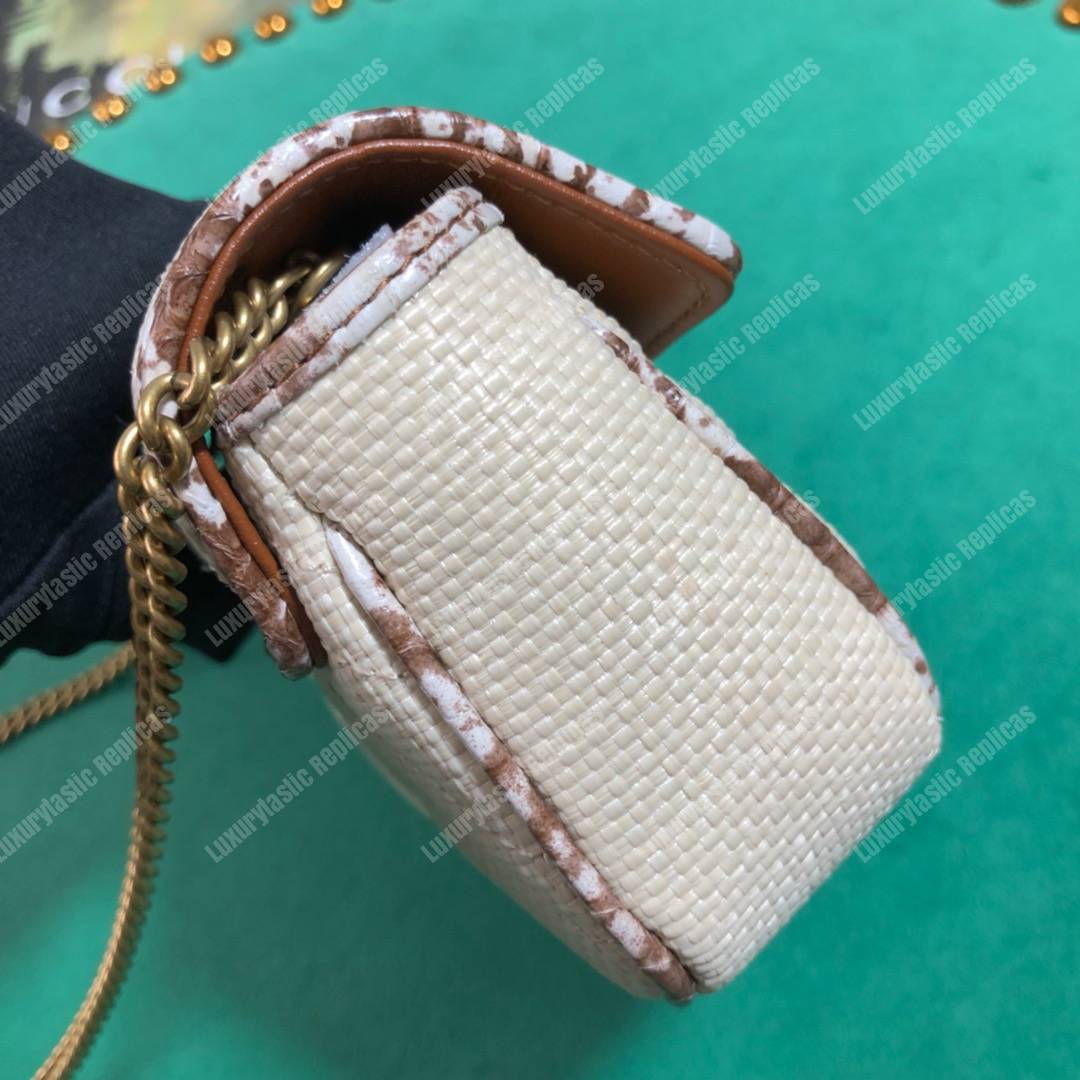 G*u*i gg marmont matelassé super mini bag cream snakeskin trim