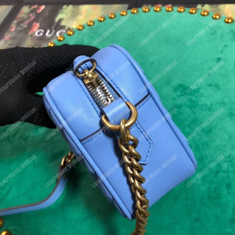 G*u*i gg marmont matelassé mini bag blue