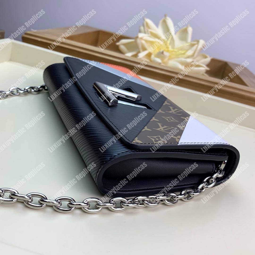 LV Twist Chain Wallet Epi Leather Monogram Noir Tan