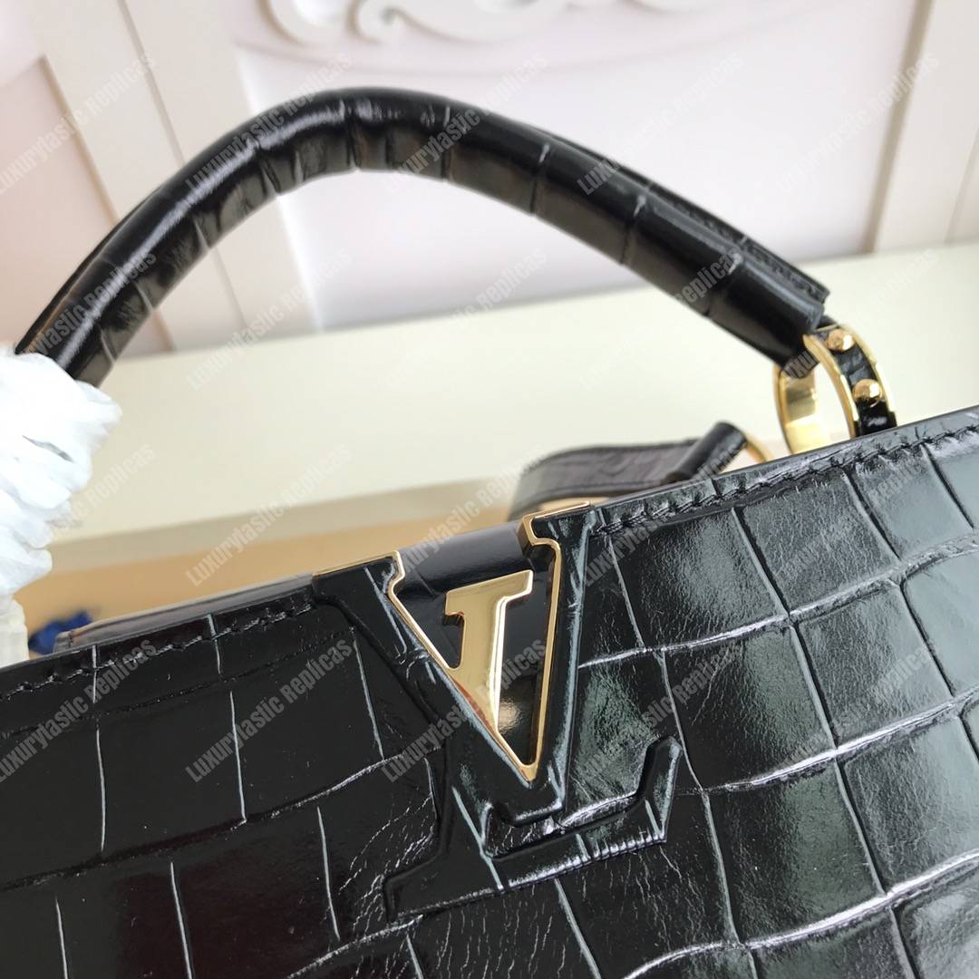 LV Capucines Mini Crocodilien Mat Black