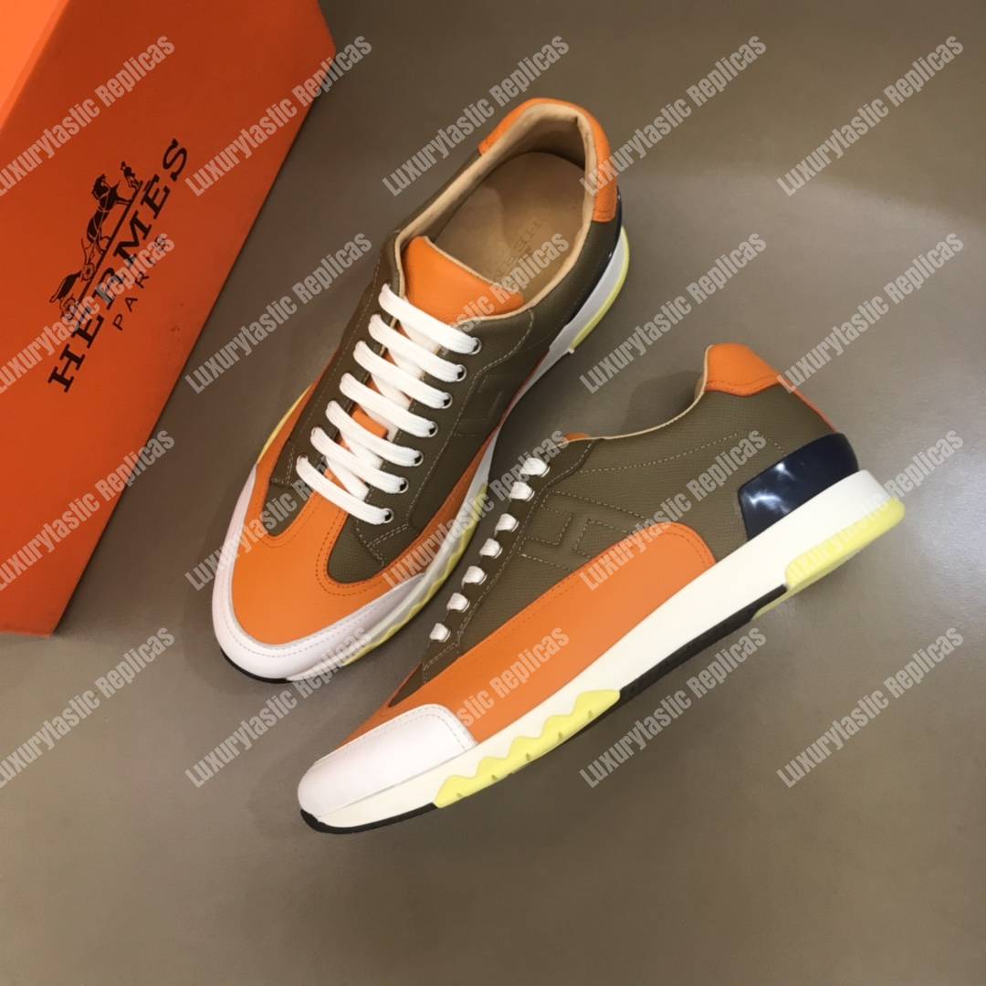 H**mes trail sneaker brown/orange