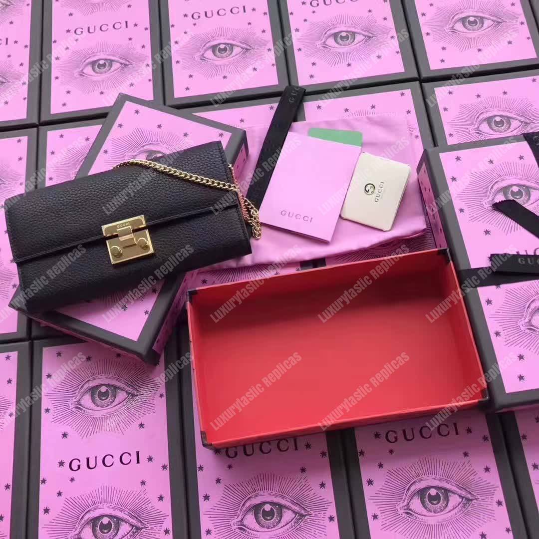 G*u*i padlock continental wallet black