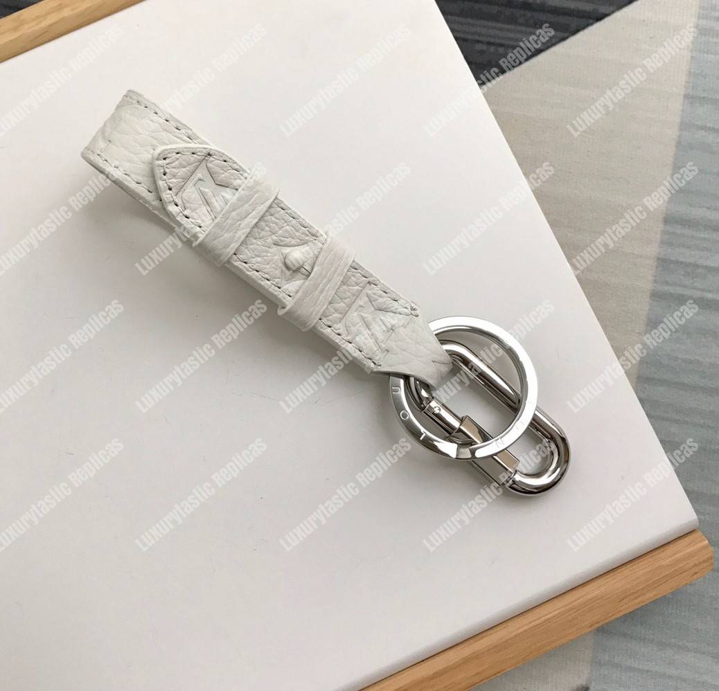 LV Harness Dragonne Bag Charm and Key Holder Taurillon leather White