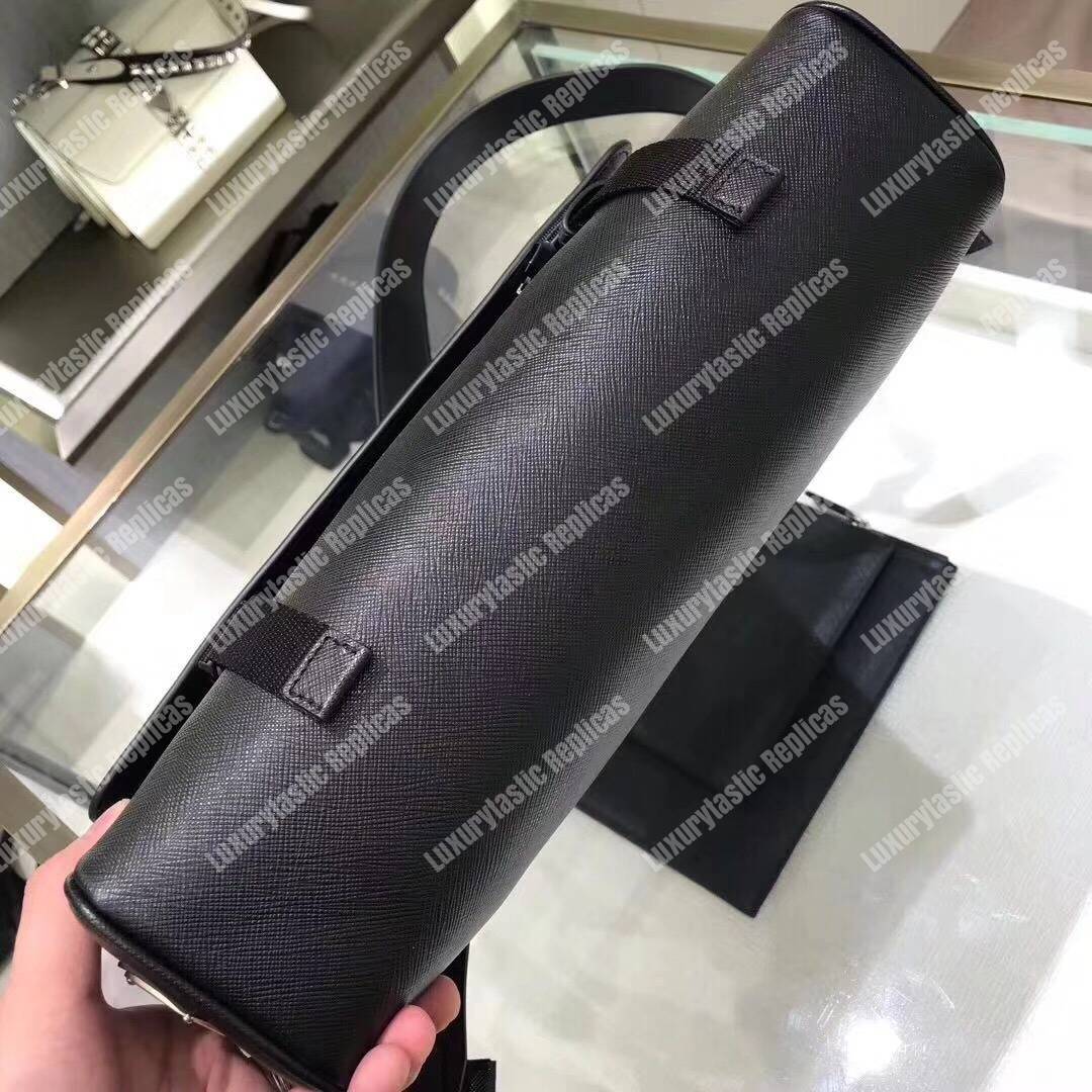 Pra*a saffiano leather shoulder bag black