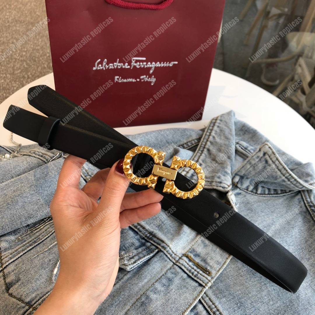 Salvatore Ferragamo Adjustable Gancini Belt Black